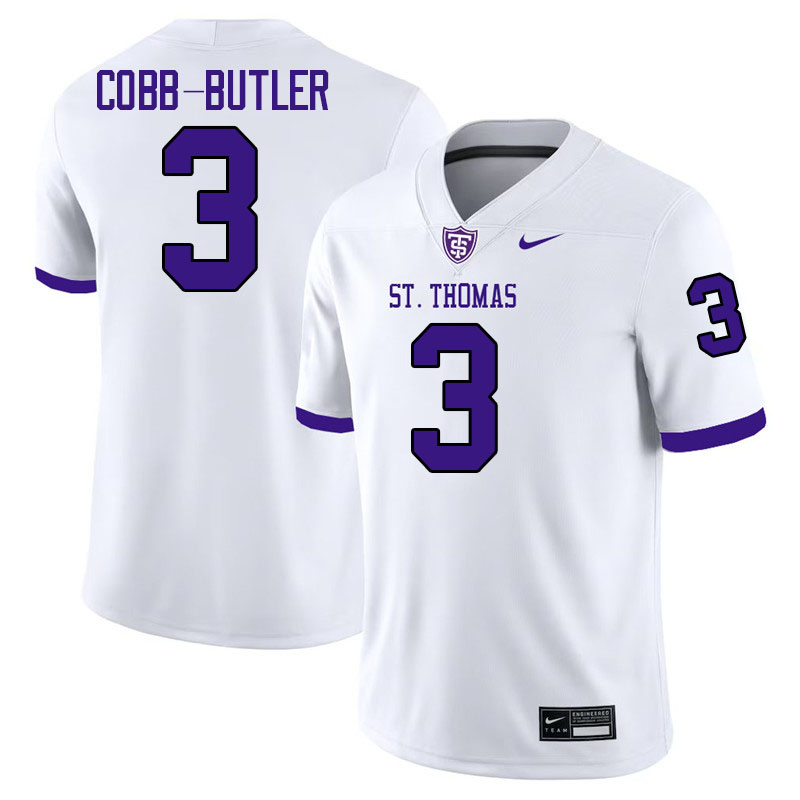 St. Thomas-Minnesota Tommies #3 Quentin Cobb-Butler College Football Jerseys,Uniforms-White